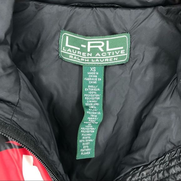 Ralph Lauren Active Black Puffer Jacket Zip Front Long Sleeve Aztec size XS - Picture 12 of 16